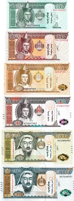 Mongolia Set 10, 20, 50, 100, 500, 1000 Tugrik, 2019/2020, UNC, Juego de 6 billetes Foto 1 de 2