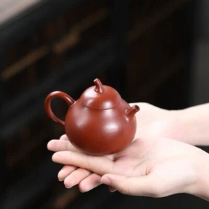 Piccola teiera Qiegua 120cc cinese Yixing Zisha argilla viola ZhuNi fatta a mano Pu'er - Foto 1 di 8