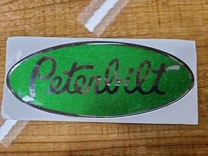green/chrome replacement Peterbilt decal emblem genuine oem size and fit - Picture 1 of 4