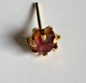 Earring Single 14K Stud with Pink Prong Set Stone No Back - Bild 1 von 10