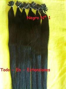 150 Extensiones de queratina PELO NATURAL, 60 Cm de Largo, Negro Nº 1 - Imagen 1 de 3