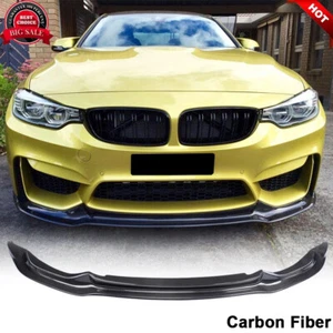 For BMW F80 M3 F82 F83 M4 2014-2019 REAL CARBON FIBER Front Bumper Lip Spoiler - Picture 1 of 12