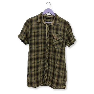 Camicia Napapijri a quadri marrone in cotone e lino - Taglia L uomo - Immagine 1 di 4