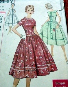 *LOVELY VTG 1950s DRESS Sewing Pattern 14/34 - Picture 1 of 2