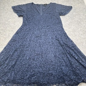 Torrid Dress 14 Navy Lace Midi Special Occasion Wedding Bridesmaid Formal - Picture 1 of 5