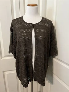NWT Lane Bryant Women’s Short Sleeve Solid Brown Chunky Knit Cardigan Sz 26 28W - Picture 1 of 12
