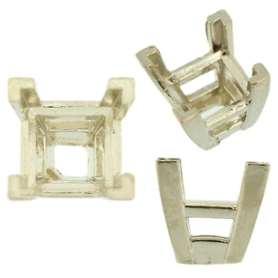 14K White Gold Princess Wire Basket Setting Mounting 4 Prong 0.40ct - 3.00ct - Image 1 of 4