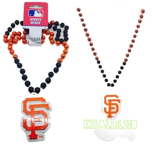 MLB San Francisco Giants Mardi Gras Beads With Medallion Baseball Necklace - Picture 1 of 8