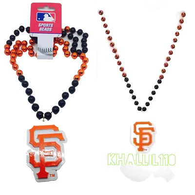 MLB San Francisco Giants Mardi Gras Beads With Medallion Baseball Necklace  - Image 1 of 4
