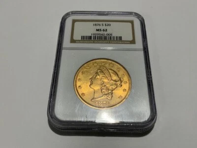 Oro Liberty 1876-S NGC MS62 $20. PQ+++ Foto 1 de 4