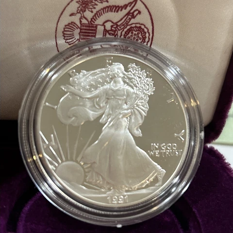 1991 S AMERICAN EAGLE ONE OUNCE PROOF SILVER BULLION COIN COA Cover