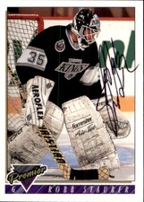 Robb Stauber Signed Autographed 93/94 Topps Premier card Los Angeles Kings
