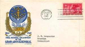 Indianapolis IN Grand Armee Republik G. a. R. 1949 Staehle Farbe Stempel Cover - Picture 1 of 2