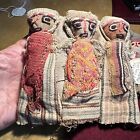 3 Antique Peru Larger  Dolls in 500+ year old Ancient CHANCAY Textile 900-1400AD