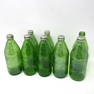 Vintage 70s 7UP Bicentennial Green 16oz Glass Bottle 1776-1976 Lot of 8 - Picture 1 of 14