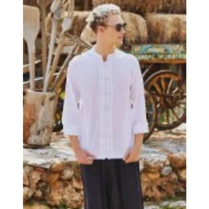 CAMISETA Reverb Para Hombre Botón Nudo Grande Blanca Transpirable Algodón Ligero - Imagen 1 de 9
