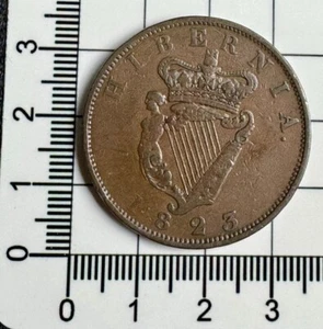 X267: 1823 George IV Large Irish Copper PENNY - Spink 6623 - Picture 1 of 2