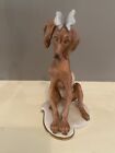 GORGEOUS CAPODIMONTE FIGURE OF DOG WITH BUTTERFLY BY GIUSEPPE CAPPE - PERFECT