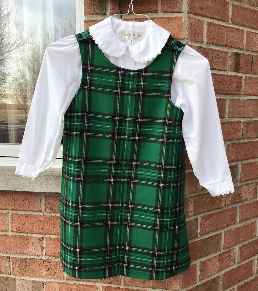 Conjunto Blusa Vestido Jersey O'Neil of Dublin Verde Tartán Cuadros Niña Talla 8 Irlanda Foto 1 de 4