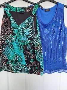 Klass sleeveless tops x2 size L/14. Royal Blue and Green FREE P+P - Picture 1 of 12
