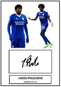 2059. Signed Jaden Philogene Cardiff City Picture 5 (PRINTED AUTOGRAPHS - A4) - Picture 1 of 1