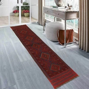 Afghan Hand Knotted Tribal Mashwani Kilim Wool Area Runner Rug 7.8 x 1.9 Ft - Picture 1 of 7