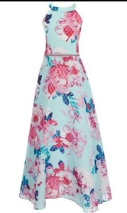 Rare Editions Diva Girl's Floral Print Long Fanciful Dress Gown Size 7 - Picture 1 of 6