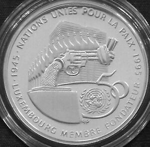 Luxembourg 100 francs Silver Proof 1995 qp United Nations 50th Anniversary KM#70