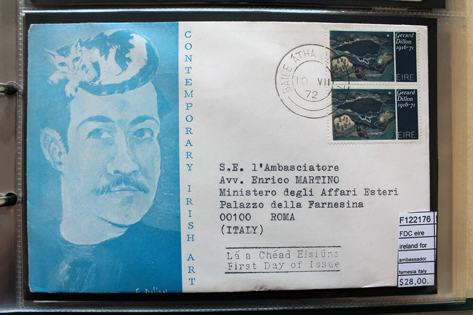 FDC EIRE IRELAND FOR AMBASSADOR FARNESINA ITALY (F122176) - Image 1 of 1