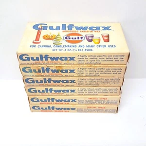 Vintage Gulfwax Household Paraffin 6 Box 4oz Lot Candle Making Canning 1.5 lbs - Picture 1 of 5