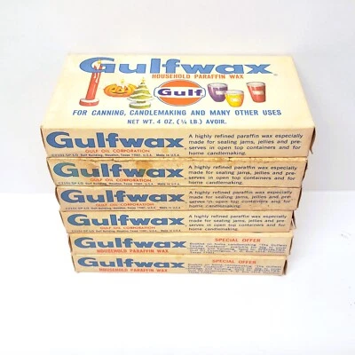 Vintage Gulfwax Household Paraffin 6 Box 4oz Lot Candle Making Canning 1.5 lbs - Image 1 of 4