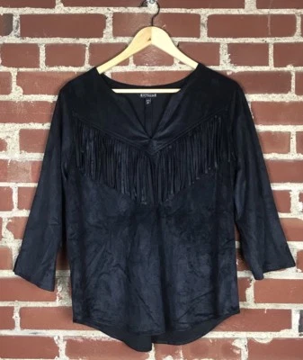 Blusa Express para mujer negra con flecos de gamuza sintética talla XS $59 Foto 1 de 4