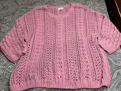 Suéteres Umgee para mujer manga 3/4 rosa óxido grueso tejido talla M gran tamaño cuello redondo Foto 1 de 4