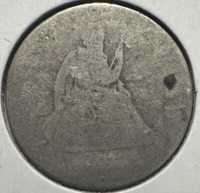 Cuarto libertad sentada 1843 O (sin fecha) - 90 % plata Foto 1 de 4