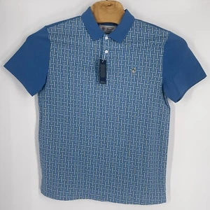 Camisa Polo Original Penguin Para Hombre Calce Ajustado Estampado Abanico Manga Corta En Azul Luna M - Imagen 1 de 3