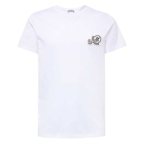 T shirt Moncler doppio logo patch bianco 101471546