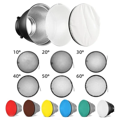 7 Inch Bowens Mount Reflector Diffuser Lamp Shade Honeycomb Grid Soft Light UK - Image 1 of 4