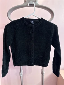 Vintage Gap Black Sparkles Velvet Cardigan Sweater Girls M - Picture 1 of 4