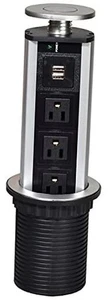 Prise de courant rétractable -Up 3 prises US et 2 ports de charge USB, électrique - Photo 1 sur 7
