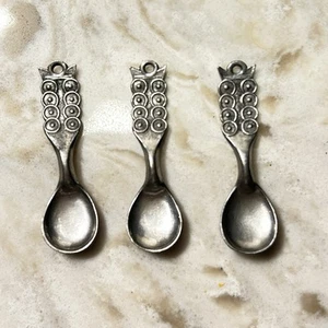 Set of 3 Vintage Norge TPB Tinn Pewter Norway Norwegian Viking Salt Spoon Lot - Picture 1 of 4
