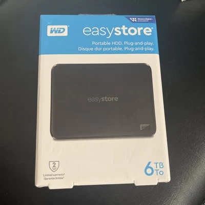 New WD Easystore 6TB HDD External USB 3.0 Portable Hard Drive - SEALED - Image 1 of 4