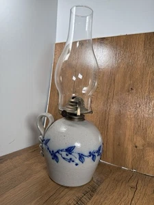 Salmon Falls Stoneware Pottery Salt Glaze Blueberry Vine Oil Lamp - Picture 1 of 4
