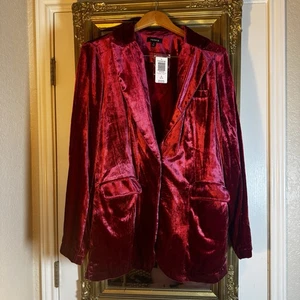 Torrid Velvet Blazer Longline Jacket Red Classic Holiday Party NWT Size 1X - Picture 1 of 10