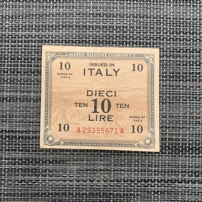 WW2 Italian 10 Lire 1944 Allied Occupation Currency Italy Banknote WWII WW2 Note - Image 1 of 3