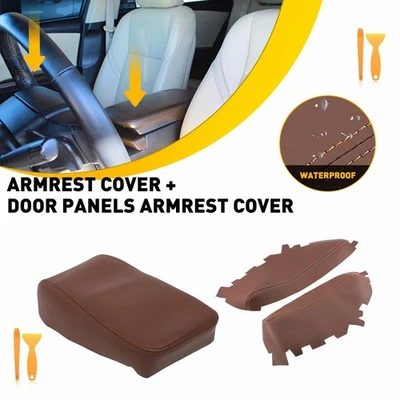 Almohadilla de cubierta de reposabrazos con tapa de consola central para Toyota Avalon 2013-2018 cuero marrón Foto 1 de 4