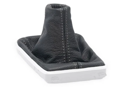 PARA VOLVO V40 II 2012-2019 FUNDA PALANCA DE CAMBIO CUERO NEGRO COSTURA GRIS - Imagen 1 de 4