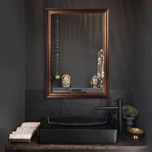 Bronze Copper Oil Rubbed Framed Rectangle Mirror, Wall Mounted Beveled Accent... - Picture 1 of 6