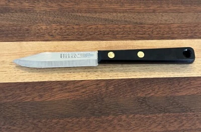 CUCHILLO DE PELAR EKCO ETERNA ACERO INOXIDABLE EE. UU. HOJA DE 3" MANGO COMPUESTO NEGRO EN MUY BUENA CONDICIÓN Foto 1 de 4