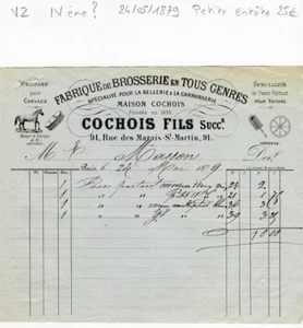 Paris IV ème 91 Rue des Marais St Martin - Petite Entête Secteur du Cheval  1879 - Picture 1 of 1