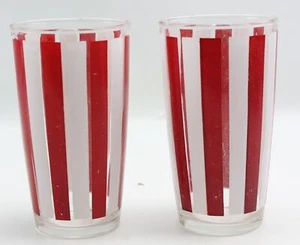 Vintage Red White Strip Drinking Glass (2) - Picture 1 of 6